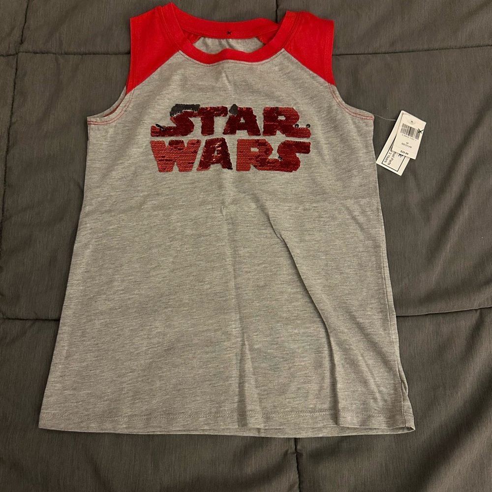 Disney Star Wars Gray and Red Tank Top
